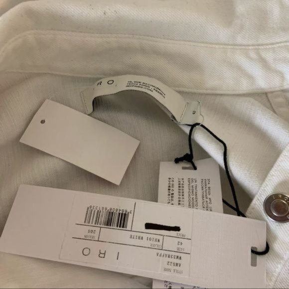 IRO RAFFA BALLOON SLEEVE DENIM COLLARED BLOUSON BUTTON MINI DRESS WHITE 42 NWT - Picture 9 of 12